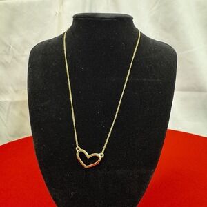 Gold Tone Wide Heart Necklace